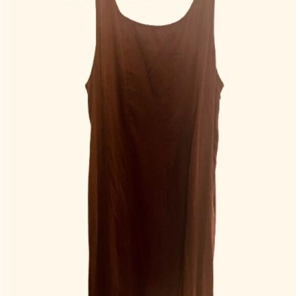Eileen Fisher Silk Brown Sleeveless Dress - Picture 3 of 7